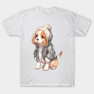 Watercolor Cozy Beagle Dog T-Shirt